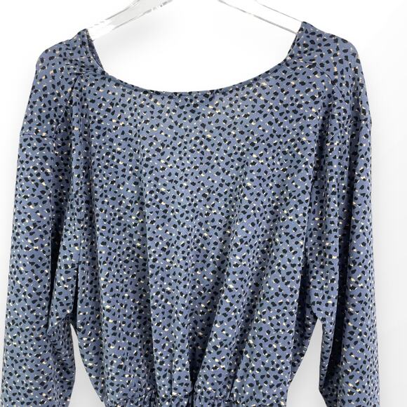 GILLI Blue Black Abstract Animal Print Surplice Wrap V-Neck Blouse 3X - Picture 6 of 10